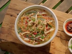 Sanjyot Keer's noodle soup recipe takes approximately 40 minutes to prepare.