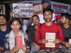 Students protesting against the alleged examination irregularities in Ranchi. (PTI)