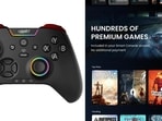 The ONMO+ console is priced at  <span class='webrupee'>₹</span>4,999 and can run titles including Cricket 26 and Cyberpunk 2077. (Vishal Mathur | HT picture)