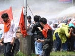 The protest marches started around 3pm, closing major roads during peak office and school hours. (Keshav Singh/HT) The protest marches started around 3pm, closing major roads during peak office and school hours. (Keshav Singh/HT)
