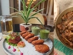 Beer infused Awadh kebab fritters by Chef Avinash Kumar which are available in both vegetarian and non-vegetarian versions and beer-infused mutton bhuna ghost by chef Sanjeev Kapoor Beer infused Awadh kebab fritters by Chef Avinash Kumar which are available in both vegetarian and non-vegetarian versions and beer-infused mutton bhuna ghost by chef Sanjeev Kapoor