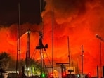 Smoke seen from the Galveston fire in Texas.

