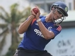 Yashasvi Jaiswal during India's training session. Yashasvi Jaiswal during India's training session.
