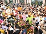 Singh, a former Lok Sabha MP from Gonda’s Kaisarganj constituency, was accompanied by supporters during the roadshow.