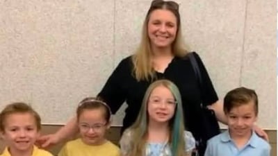 A picture of Sarah Myers and her kids from 2024. A picture of Sarah Myers and her kids from 2024.
