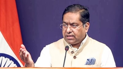 Ministry of External Affairs (MEA) Spokesperson Randhir Jaiswal addresses a press briefing, in New Delhi. (ANI Video Grab)