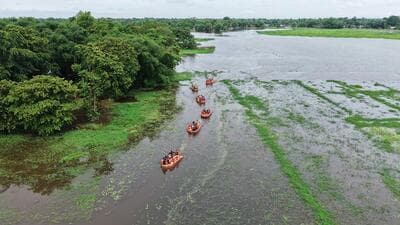An aerial view of a rescue operation in flood affected areas of Assam. (X)