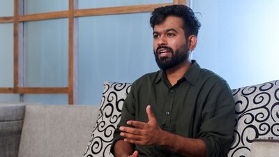 Abhijeet Dipke, head of the Cockroach Janta Party (CJP) speaks during an interview at his home in Chhatrapati Sambhajinagar, (REUTERS)