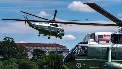 Marine One, left, with President Donald Trump aboard, lifts off from the Ellipse (AP Photo/Alex Brandon) Marine One, left, with President Donald Trump aboard, lifts off from the Ellipse (AP Photo/Alex Brandon)