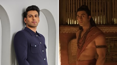 Nitish Sharma (L) plays Shatrughan in Ramayana, while Ranbir Kapoor (R) plays Lord Rama.