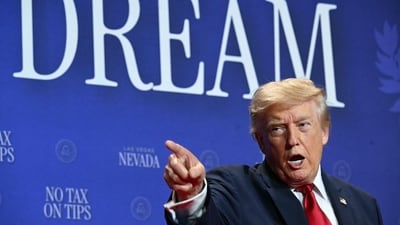 President Donald Trump speaking during an event promoting his administration's recent tax-relief initiative at Red Rock Casino Resort and Spa in Las Vegas, Nevada, on August 5, 2026. ((Photo by Jim WATSON / AFP))