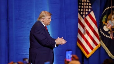 US President Donald Trump departs after speaking during an event in Las Vegas, Nevada, US, on Wednesday, Aug. 5, 2026. Election results in Nevada could have an outsized impact this fall, determining whether President Trump is able to push legislative priorities through Congress for the second half of his term, or whether his administration will spend it mired in oversight and investigations. Photographer: Ian Maule/Bloomberg (Bloomberg) US President Donald Trump departs after speaking during an event in Las Vegas, Nevada, US, on Wednesday, Aug. 5, 2026. Election results in Nevada could have an outsized impact this fall, determining whether President Trump is able to push legislative priorities through Congress for the second half of his term, or whether his administration will spend it mired in oversight and investigations. Photographer: Ian Maule/Bloomberg (Bloomberg)