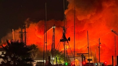 Smoke seen from the Galveston fire in Texas. (Facebook/Chris Tolley)