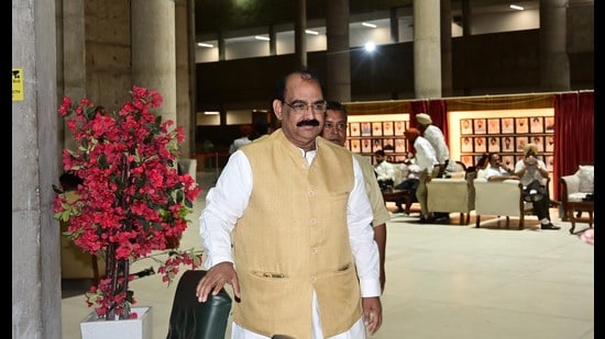 BJP MLA Ashwani Sharma at Punjab Vidhan Sabha on the fourth day of monsoon session in Chandigarh. (Ravi Kumar/HT)