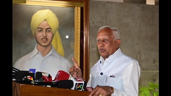 Goyal was speaking during the Zero Hour in the Punjab Vidhan Sabha after rebel Akali MLA Manpreet Singh Ayali cited media reports regarding the Bhakra Dam experiencing a tilt. (Ravi Kumar/HT)