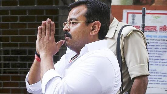 In this 2022 file photo, Ashish Mishra, main accused in the 2021 Lakhimpur case, being produced in a local court in Lakhimpur. (HT file photo)