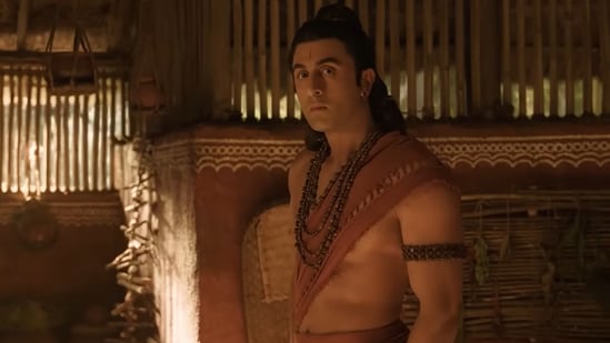 Ranbir Kapoor in a still from the Ramayana English trailer.