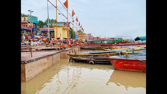 The ghats of Varanasi are inundated following the rising levels of the Ganga (Rajesh Kumar/HT)