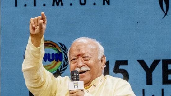 2,000 students aged 15-19 from 100+ cities to gather for a session of Rashtriya Swayamsevak Sangh (RSS) Sarsanghchalak Mohan Bhagwat with Gen Z & Gen Alpha today at the Nita Mukesh Ambani Cultural Centre (NMACC), Mumbai. (Satish Bate/ Hindustan Times)