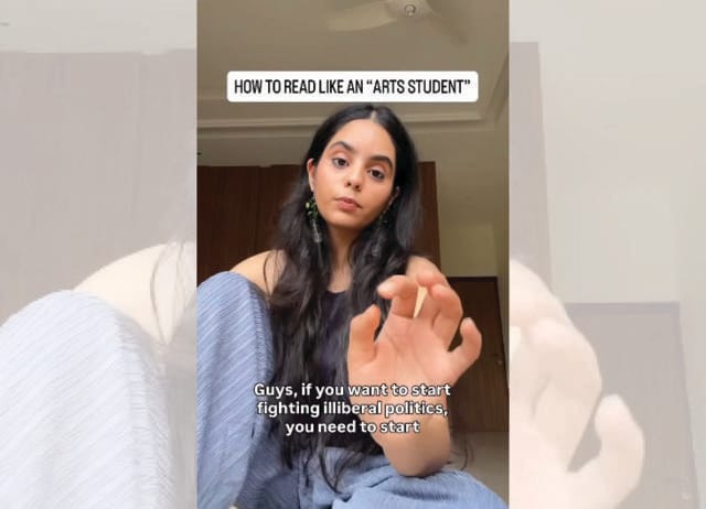 Padmakshi Sharma uses politics as part of broader cultural analysis. (INSTAGRAM/@PADMAKSHI.SH) Padmakshi Sharma uses politics as part of broader cultural analysis. (INSTAGRAM/@PADMAKSHI.SH)
