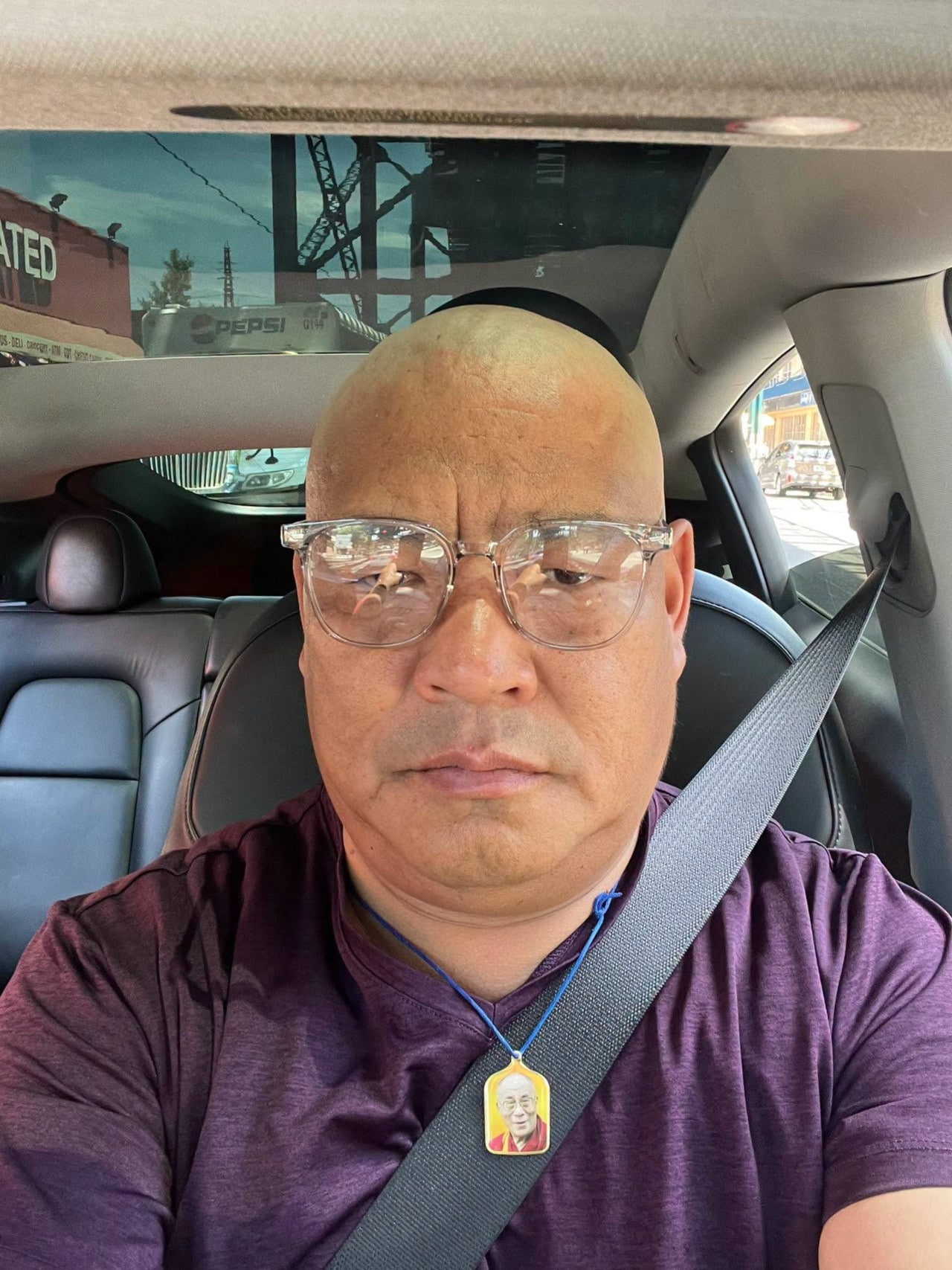 Lobga Rangzen, a former Tibetan monk, ​sporting his newly shaved head on June 9.