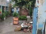 According to police and eyewitnesses, the incident occurred when school watchman Uday Singh climbed onto a table to remove a grass growing over the school’s entrance arch. (HT Photo)