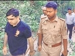 Dudhwa buffer zone officials during a combing operation. (HT)