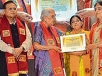 Governor Anandiben Patel during the DDU Gorakhpur University convocation on Thursday. (HT )