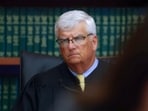 Judge William Sullivan listens to testimony during the murder trial of Lindsay Clancy at Plymouth Superior Court, in Plymouth, Massachusetts.