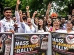 Demonstrators take part in Reservation Hatao Andolan (RHA) Jan-Jagran Rally organised near Vidhan Bhawan in Nagpur, Maharashtra