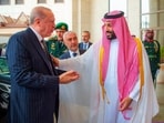Turkish President Tayyip Erdogan is received by Saudi Crown Prince Mohammed bin Salman, ahead of the expected signing of a defence deal between Saudi Arabia, Pakistan and Turkey, in Mecca, Saudi Arabia.