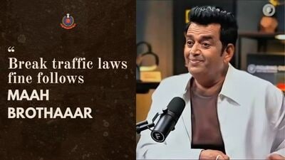 A screengrab of Delhi Police’s post joining the viral Ravi Kishan meme trend.