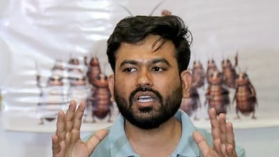 Cockroach Janata Party founder Abhijeet Dipke criticised Supreme Court over Mahua hearing remarks. (Snehal Sontakke) Cockroach Janata Party founder Abhijeet Dipke criticised Supreme Court over Mahua hearing remarks. (Snehal Sontakke)