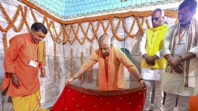 CM Yogi Adityanath in Ambedkar Nagar for the launch of foundation laying of 194 projects worth over ₹706 crore. (PTI) CM Yogi Adityanath in Ambedkar Nagar for the launch of foundation laying of 194 projects worth over ₹706 crore. (PTI)