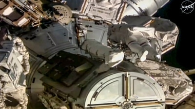 Indian-origin NASA astronaut Anil Menon conducts his first spacewalk outside the International Space Station. (NASA/YT/PTI) Indian-origin NASA astronaut Anil Menon conducts his first spacewalk outside the International Space Station. (NASA/YT/PTI)