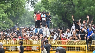 The CJP-led students' protest at Delhi's Jantar Mantar last month. (Hindustan Times) The CJP-led students' protest at Delhi's Jantar Mantar last month. (Hindustan Times)