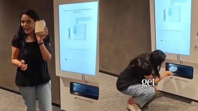 A Google employee shared a workplace perk that helped her quickly replace a forgotten mouse. (Instagram/nehaanoop.official) A Google employee shared a workplace perk that helped her quickly replace a forgotten mouse. (Instagram/nehaanoop.official)