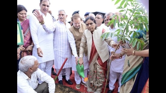 During the programme, Gupta also participated in a plantation drive under van mahotsav. (HT)