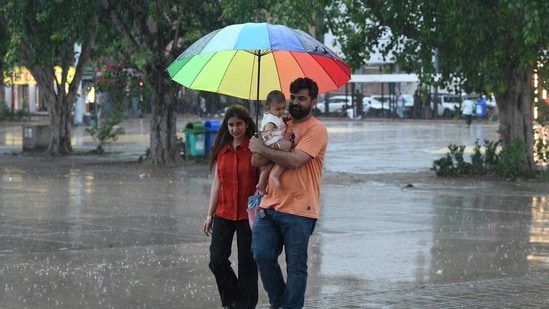 Heavy rain hit several parts of India on Friday morning.