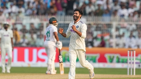 Ravindra Jadeja in action.
