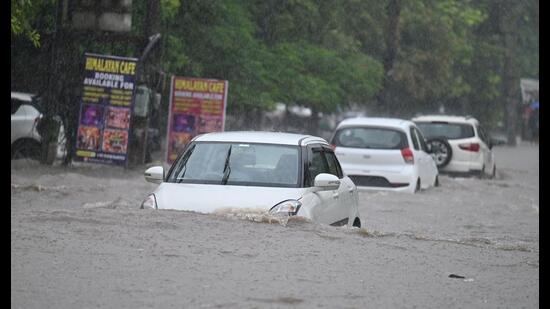 The scale of disruption once again laid bare the city’s vulnerability to rain, with roads, underpasses, drains and even recently built infrastructure struggling to cope with the downpour. (Parveen Kumar/HT)