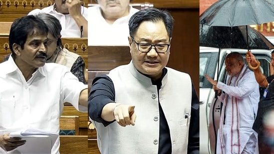 KC Venugopal's remarks came after Kiren Rijiju said the Opposition cannot decide which minister will come to the House or when. (ANI Photos)