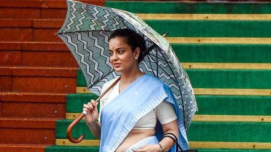 Bharatiya Janata Party MP Kangana Ranaut during the Monsoon Session amid rain, in New Delhi. (ANI Photo/Rahul Singh)