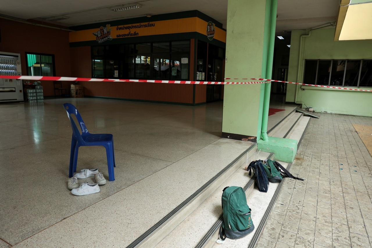 The crime scene at Debsirin Nonthaburi School. The crime scene at Debsirin Nonthaburi School.