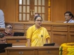 Delhi Chief Minister Rekha Gupta addressing the House on the first day of the Monsoon Session of the Delhi Legislative Assembly at on Friday. (Hindustan Times)