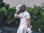 Devdutt Padikkal’s artistic unbeaten 142 ensured India finished its first innings at 357 for eight in 90 overs. (BCCI / X)