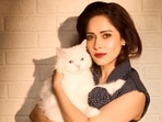 Nushrratt Bharuccha with her cat Noah shoots for HT City Showstoppers(Photo: Kunal Gupta)
