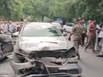 The collision between the two cars took place at 8 am on Saturday in front of the Himalayas Apartment in the Mamurpur area. 