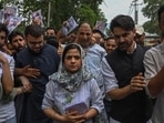 The FIR read that PDP workers, led by Mehbooba Mufti and Iltija Mufti, turned “aggressive” and attacked the police party. (Waseem Andrabi/HT)