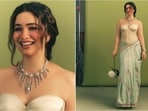 Sara Tendulkar shines in modern elegance for Vogue cover with katan silk saree and corset blouse.